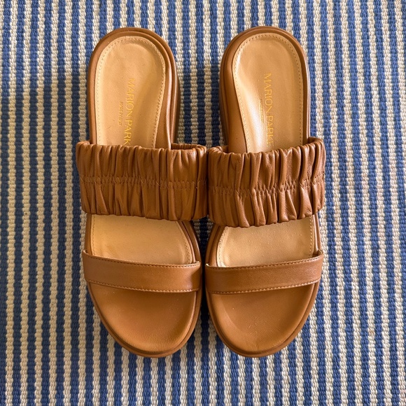 Marion Parke Margo Dual-Band Wedge Platform Sandals 37 1/2 - Picture 1 of 6